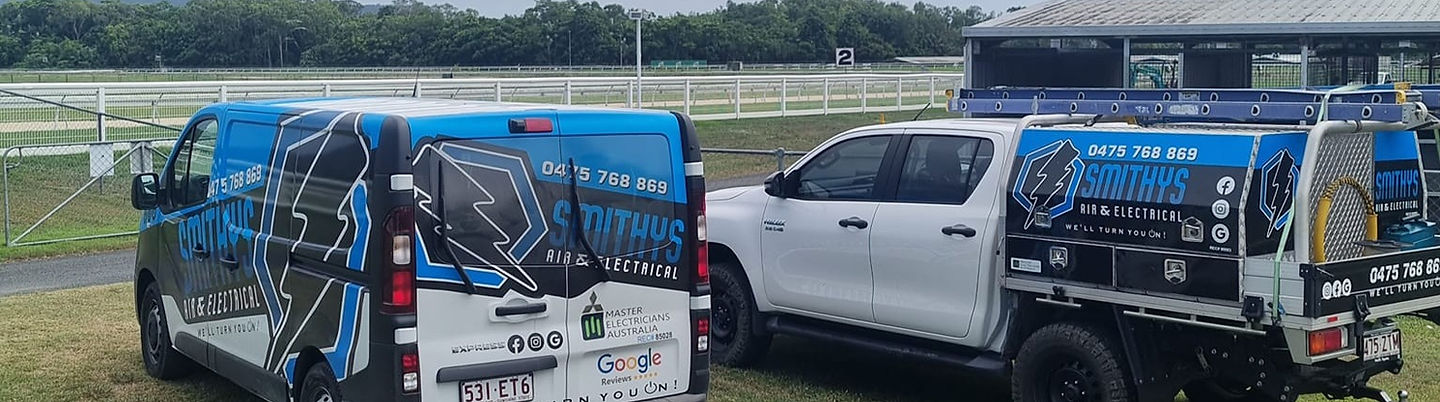 A Cairns electrician's service van branded with the Smithys logo